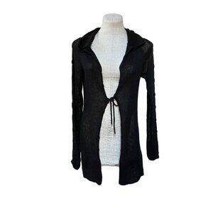 Women's Sheer Duster Cardigan Black Balletcore Romantic Y2K NWT Luxury Designer